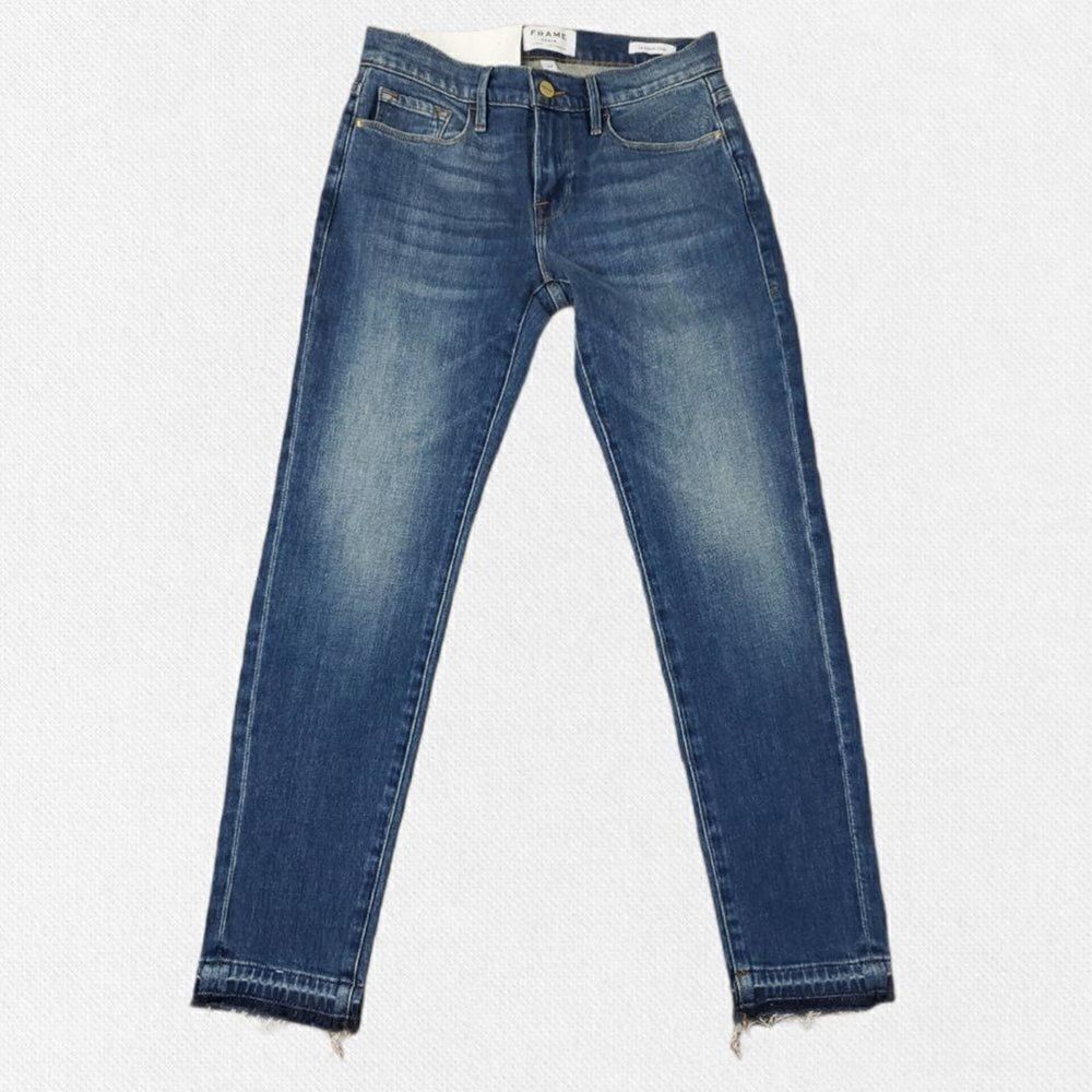 FRAME Size 25 Le Garcon Release Hem Crop Boyfriend Jeans - Picture 5 of 15